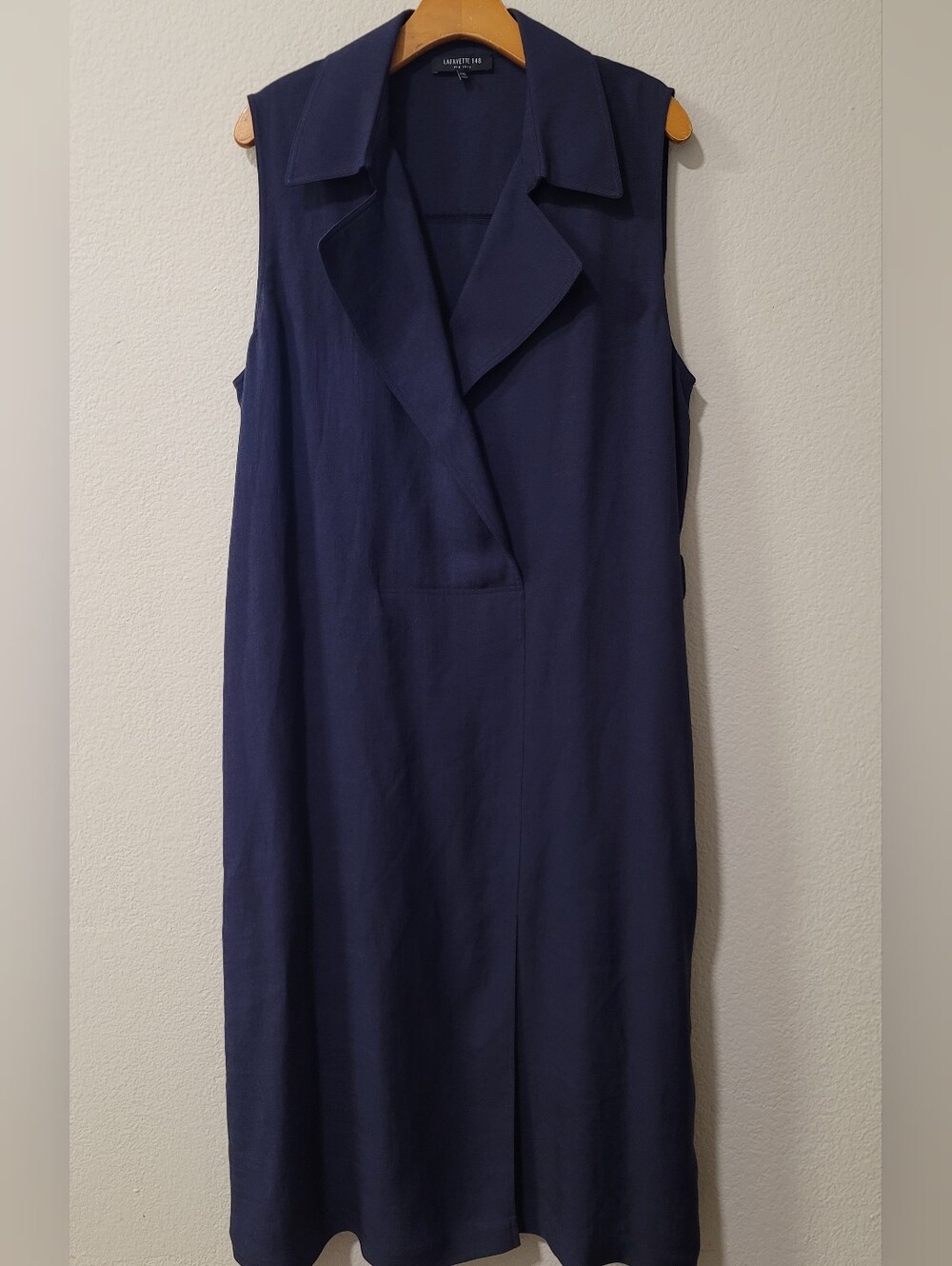 Lafayette 148 New York Notch Collared Midi Dress XXL Faux Cross Over